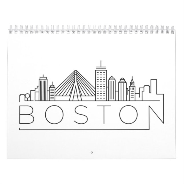 Calendrier Boston City Skyline, Boston Ma Us (Protection)