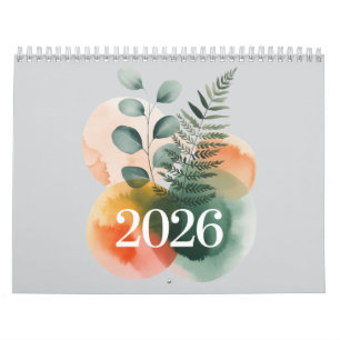 Calendrier Botanique Aquarelle 2026 – Minimalisme 