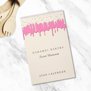 Calendrier Boulangerie rose Frosting Dristing Logo d'entrepri