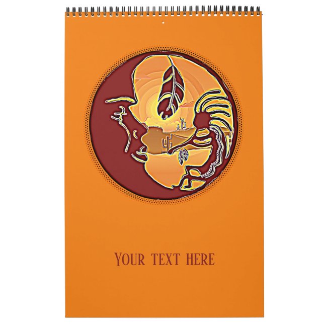 Calendrier Bouton paysage - Plume de lune Kokopelli 1 (Protection)