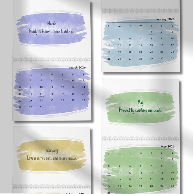 Calendrier Bright Watercolor Brush Quote Calendar 2026 (Créateur téléchargé)