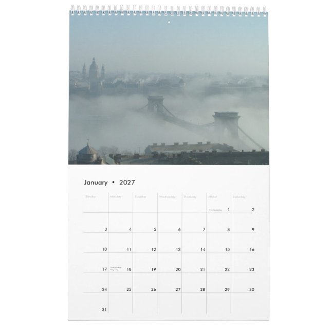 Calendrier Budapest et le Danube (Jan 2027)
