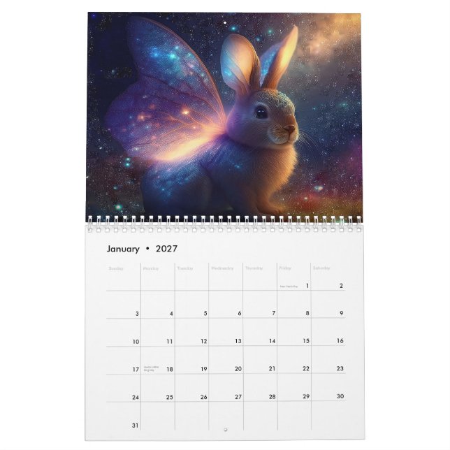 Calendrier Bunnies Avec Ailes (Jan 2027)