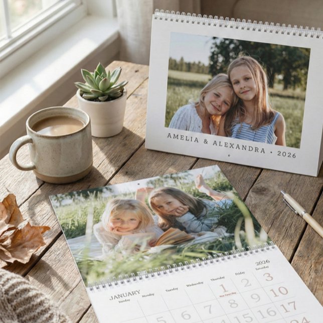 Calendrier Bureau de photos de petits-enfants Simple Moderne (Créateur téléchargé)