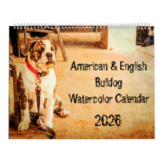 Calendrier Cadeau Bouledogue Anglais Américain Bully britanni
