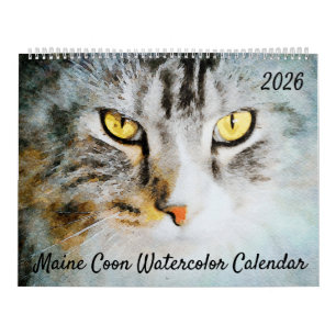 Calendrier Cadeau de maman de chat Maine Coon mignon 2026 Cad