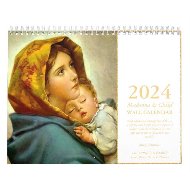 Calendrier Cadeau de Noël traditionnel Madonna et Enfant (Protection)