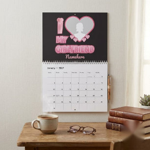 Calendrier Cadeau personnalisé Je t'aime ma copine – Ajoutez 