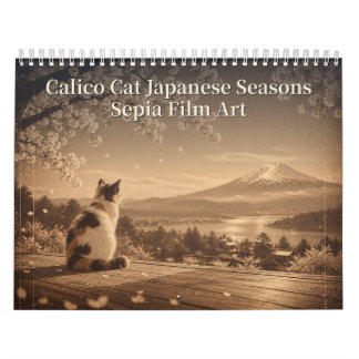 Calendrier Calico Cat Japanese Seasons Sepia Film Art