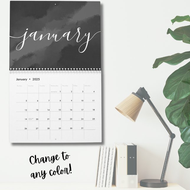 Calendrier Calligraphie de script minimaliste simple (Simple Minimalist Script Calligraphy Calendar)