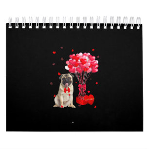 Calendrier Carlin mignon Valentines Jour Coeur Amoureux des c