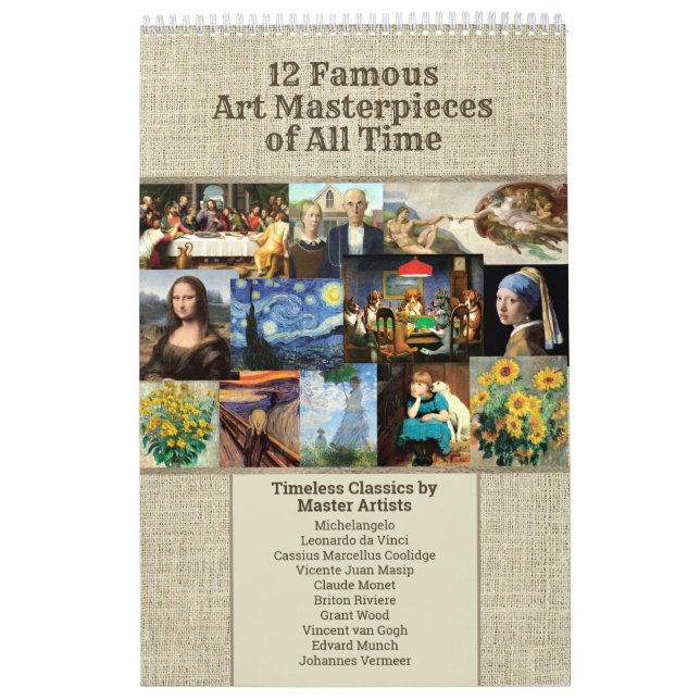 Calendrier Célèbres chefs-d'oeuvre d'art de tout le temps (Protection)