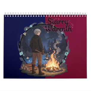 Calendrier Chaleur Étoilée - Garçon Anime Bûcheron au Feu de