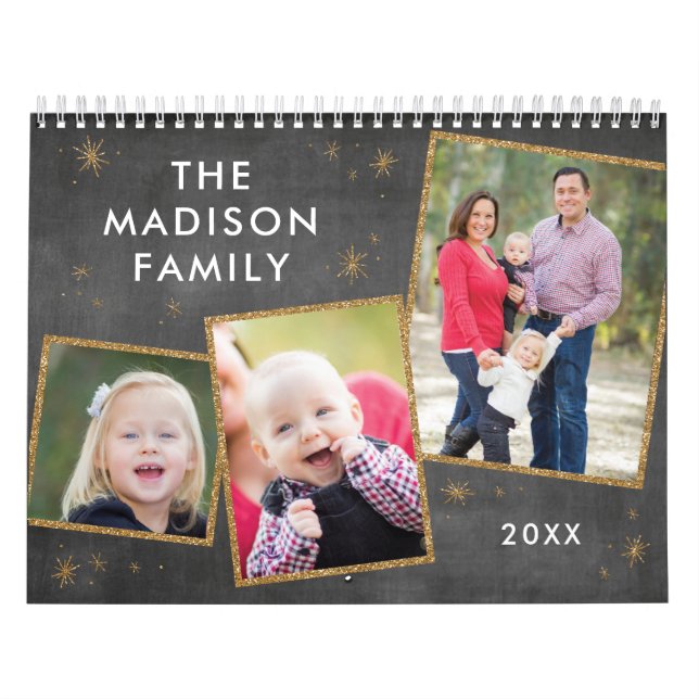 Calendrier Chalkboard & Faux Gold Parties scintillant Photo C (Protection)