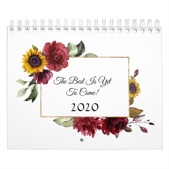 Calendrier Charm Burgundy Sunflowers Inspirational Citation 2 (Protection)
