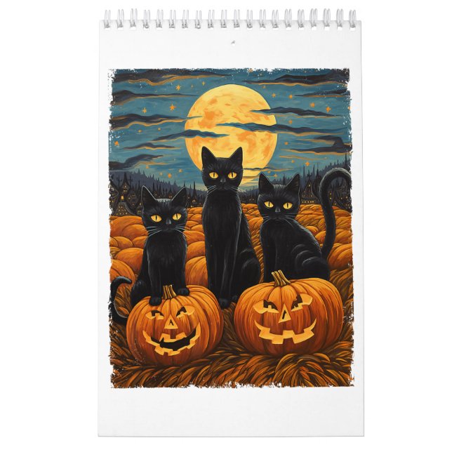 Calendrier Chat noir Halloween Amoureux de les chats Starry N (Protection)