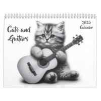 Chats et guitares Noir et Blanc 2025