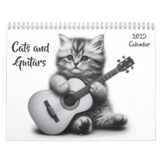 Calendrier Chats et guitares Noir et Blanc 2025