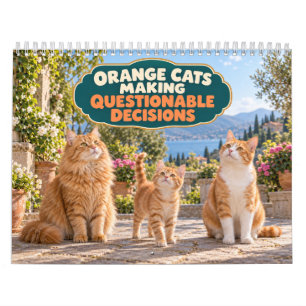 Calendrier Chats oranges drôles prenant des décisions discuta