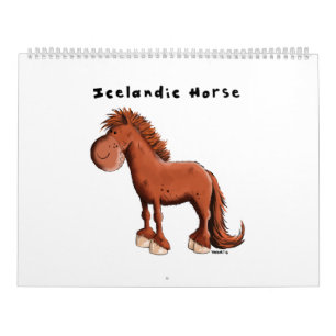 Calendrier Cheval Islandais mignon - Chevaux - Dessin - Cadea