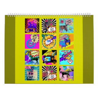 Calendrier chevaux de style comique