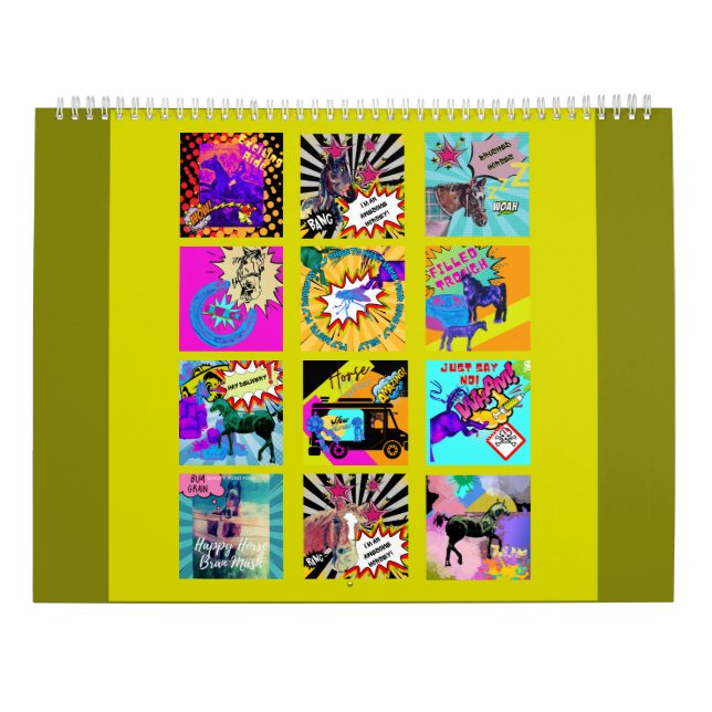 Calendrier chevaux de style comique (Dos)