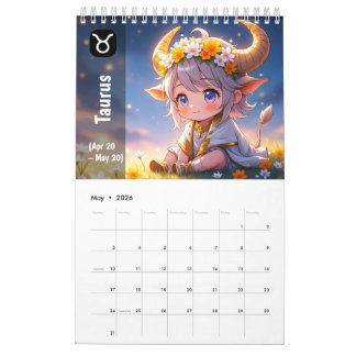 Calendrier Chibi Cute Zodiac 2026 - Astrologie Kaw