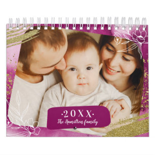 Calendrier Chic Aquarelle Photo Personnalisée 2022 Famille
