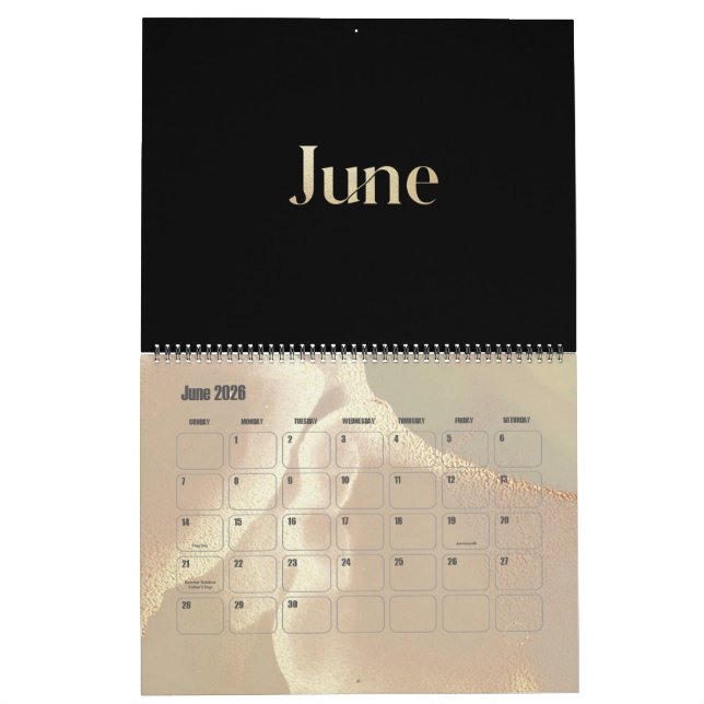 Calendrier Chic Shimmer Or Moderne (Jun 2026)