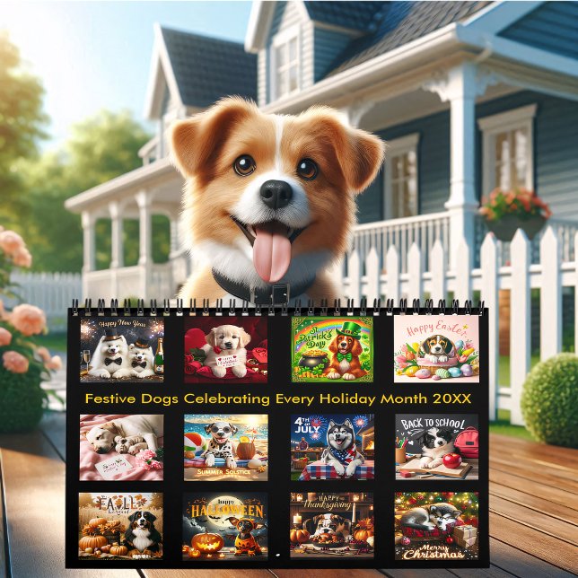 Calendrier Chiens de fête célébrant chaque mois de vacances 2 (Créateur téléchargé)