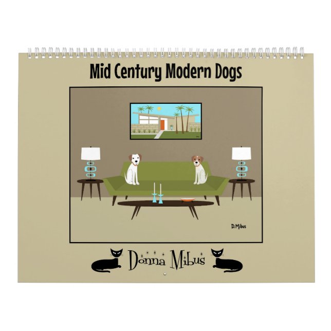 Calendrier Chiens modernes du milieu du siècle (Protection)