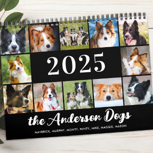 Calendrier Chiens Photo Collage Personnalisé Moderne 2025