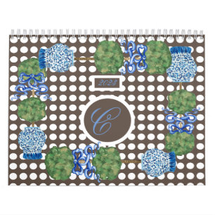 Calendrier Chinoiserie Garden Topiary Ginger Jar Jars