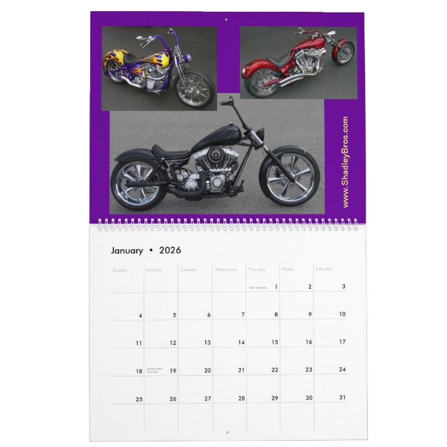 Calendrier Choppers à moto classique (Jan 2026)