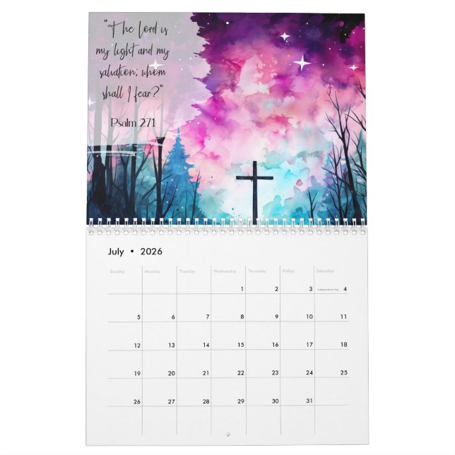 Calendrier chrétien Écriture biblique pour les chr (Jul 2026)