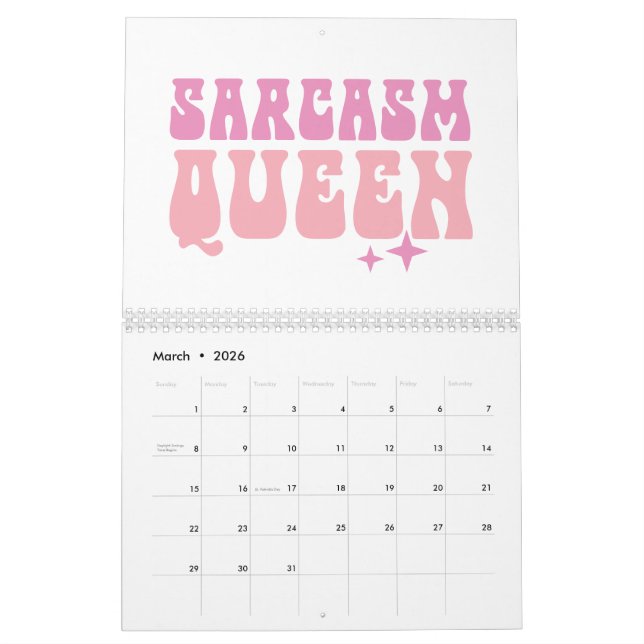 Calendrier Citations drôles de filles roses (Mar 2026)