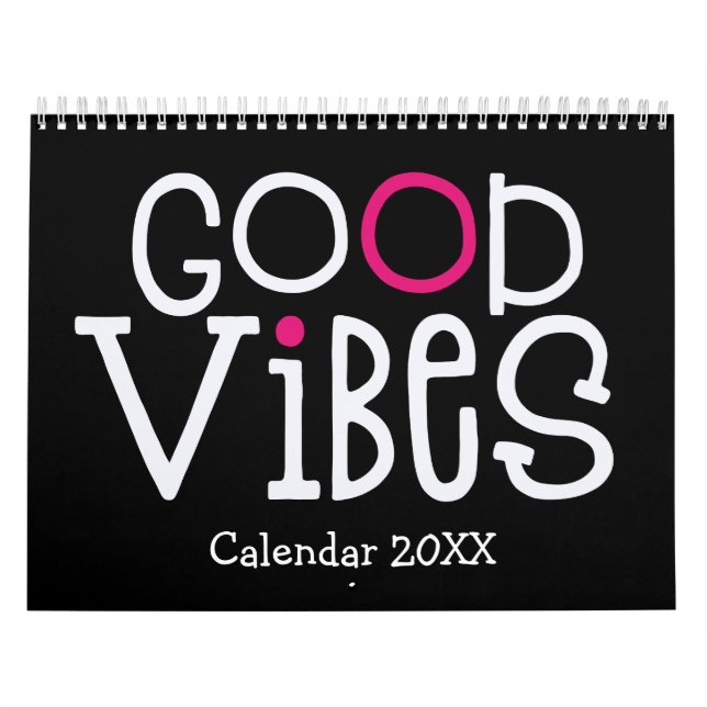 Calendrier Citations positives Good Vibes Rose Black 2022 (Protection)