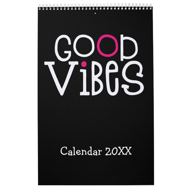 Calendrier Citations positives Good Vibes Rose Black 2022 (Protection)
