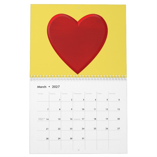 Calendrier coeur d'or (Mar 2027)