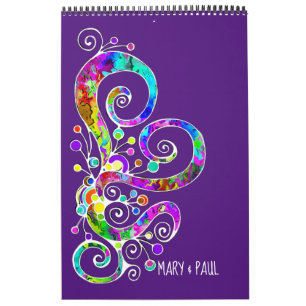 Calendrier Coeur spiral Peint à la main 2