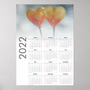 Calendrier coeurs 2022 Poster - dimanche en premie