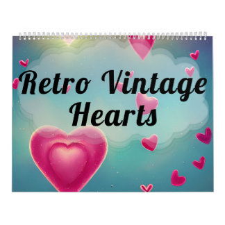 Calendrier Coeurs d'amour Vintages rétro Valentines d'art col