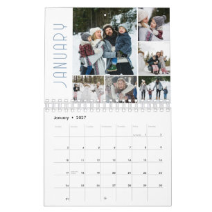 Calendrier Collage de photos de famille 6 par mois Moderne