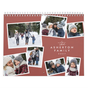 Calendrier Collage de photos de famille moderne en terre cuit