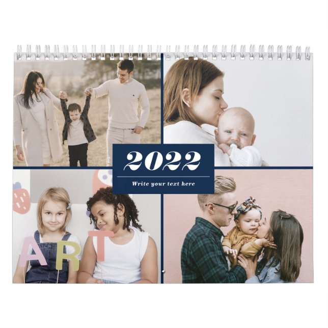 Calendrier Collage Photo Famille 2022 Moderne Simple Élégant  (Protection)