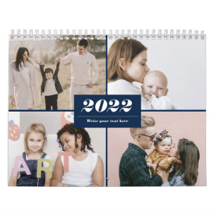 Calendrier Collage Photo Famille 2022 Moderne Simple Élégant 