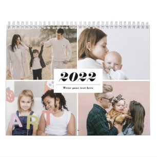 Calendrier Collage Photo Famille 2022 Moderne Simple Élégant