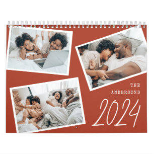 Calendrier Collage photo minimaliste 2024 moderne en terre cu