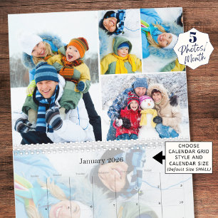 Calendrier Collage Photo Simple 5 Par Mois Personnalisé