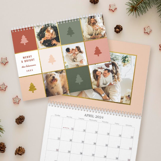 Calendrier Collection photo moderne Pastel & Gold Christmas T (Créateur téléchargé)